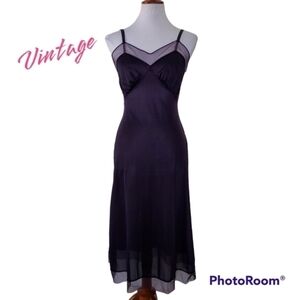 Vintage 40s Navy Blue Vanity Fair Nylon Slip Dress‎